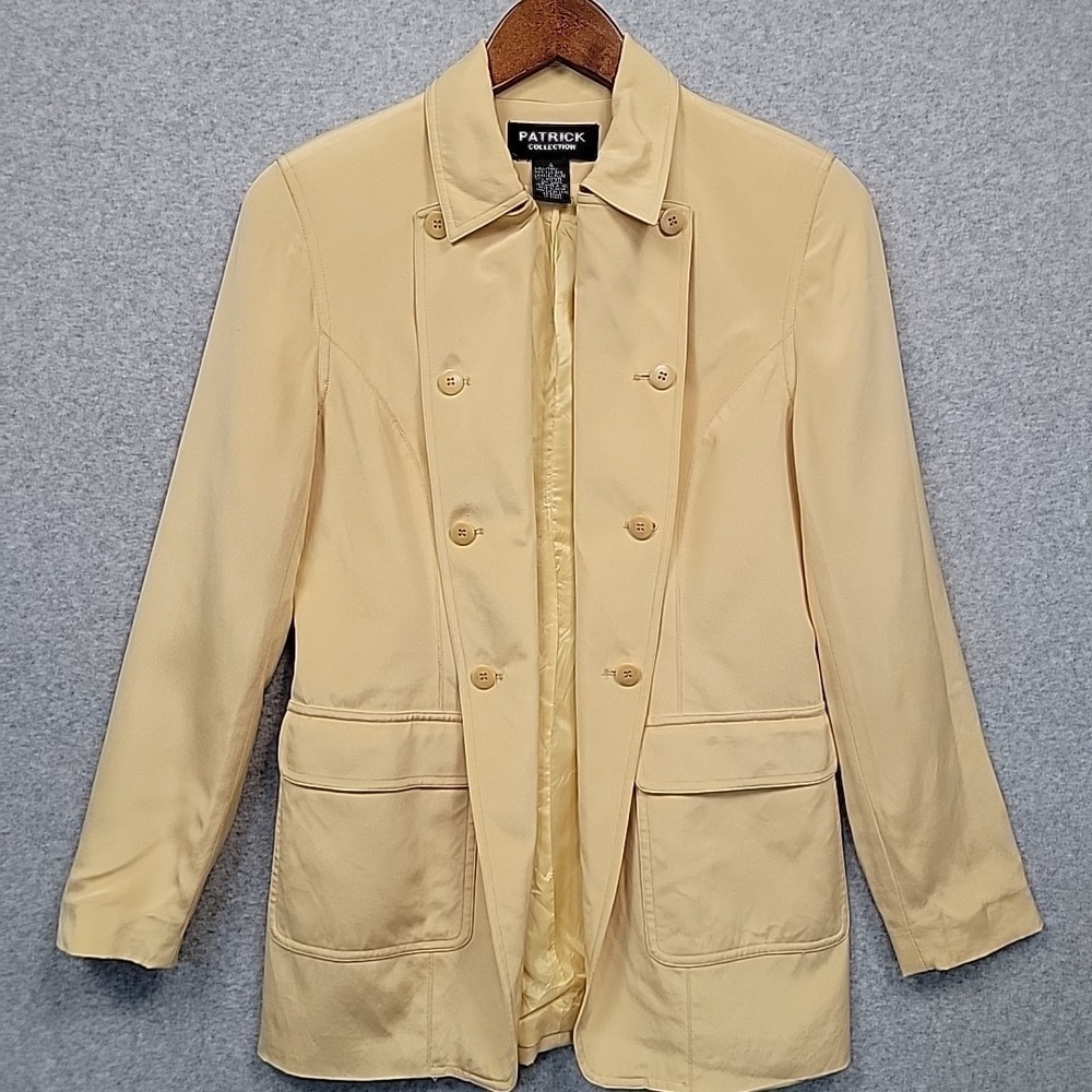 Silk Blazer Butter Yellow Women Size 4 Tailored Fitted Jacket Patrick Collection